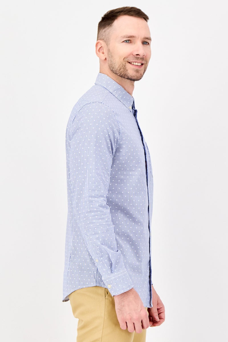 Chaps Men Slim Fit Stripe Long Sleeve Casual Shirt, Multicolor - Image 2